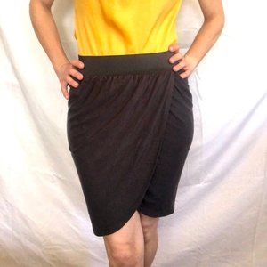 GAP gray mini wrap front skirt soft stretch pull on style elastic waist size XS